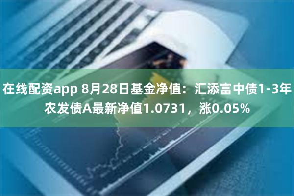 在线配资app 8月28日基金净值：汇添富中债1-3年农发债A最新净值1.0731，涨0.05%